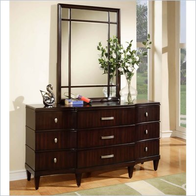 Wynwood Vinings 9 Drawer Triple Dresser and Mirror Set in Bordeaux