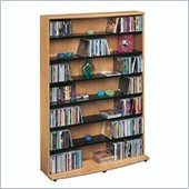 DVD/CD Media Storage Wall Unit in Sky Alder Finish with Matte Black Accents