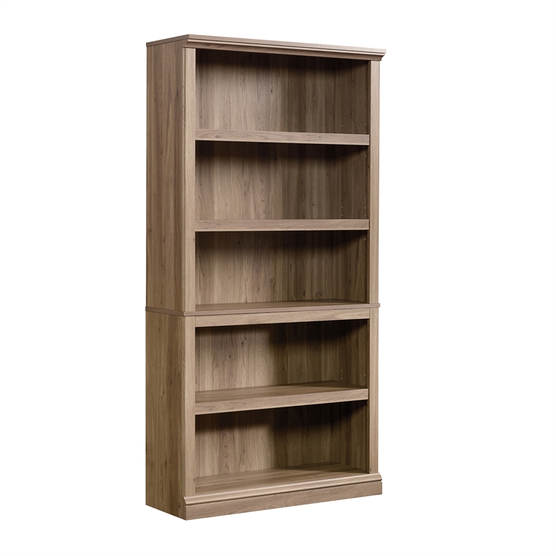 Sauder Select Engineered Wood 5 Shelf Bookcase in Salt Oak Finish Homesquare