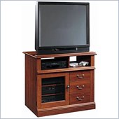Sauder Planked TV Stand Cabinet with Media Storage in Cherry Finish
