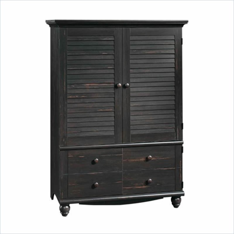 Sauder Harbor View Entertainment Armoire in Distressed Antiqued Paint