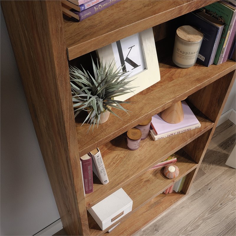 Sauder Engineered Wood 5 Shelf Bookcase In Sindoori Mango Brown