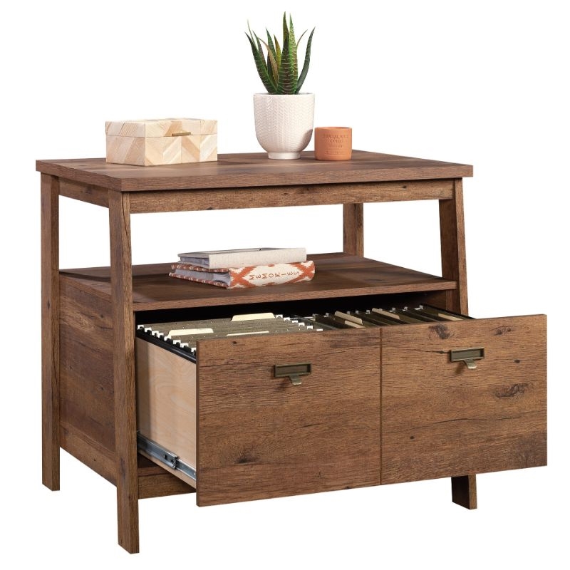 Sauder Trestle Engineered Wood Lateral File Cabinet In Vintage Oak