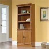 Sauder Orchard Hills 3 Shelves Wood Bookshelf With Storage in Carolina Oak Finish