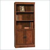 Sauder Arbor Gate 3 Shelves Library With Doors in Coach Cherry Finish