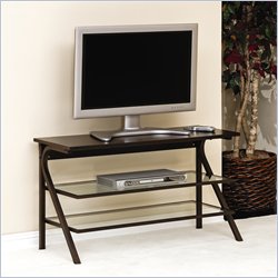 Sauder Akimbo Panel TV Stand in Bronze/Espresso/Clear Glass