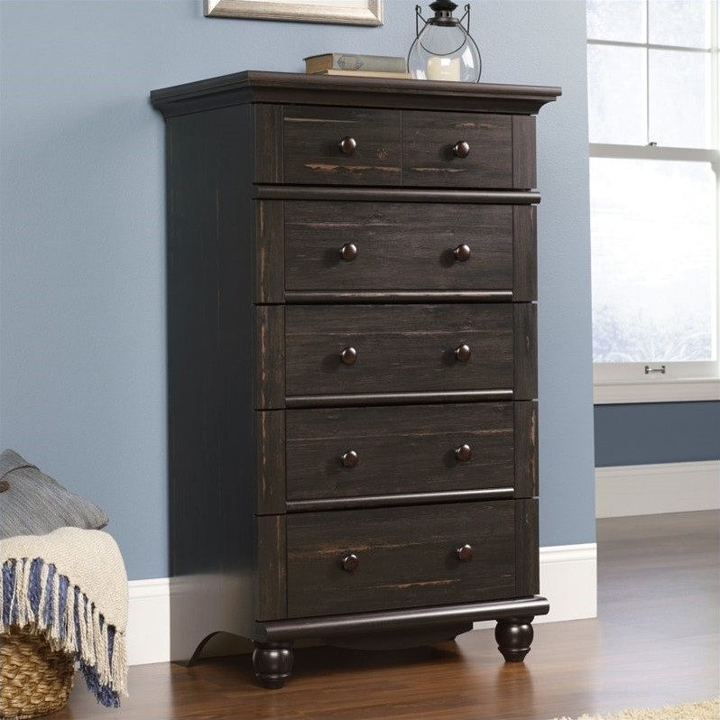 Sauder Harbor View 5-Drawer Chest Antiqued Paint