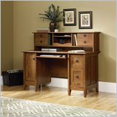 Sauder August Hill Comp Desk with Hutch in Oiled Oak