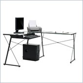 Sauder Beginnings L-Shaped Desk in Black/Clear Glass