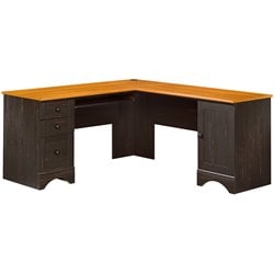 Sauder Harbor View Corner Computer Desk in Antiqued Paint