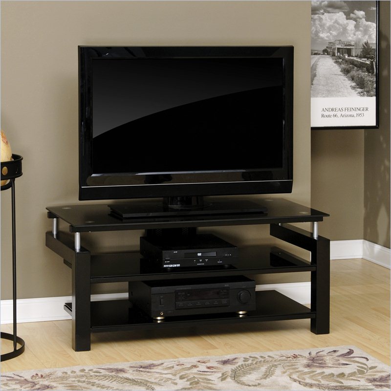 Sauder Lake Point Panel TV Stand in Black