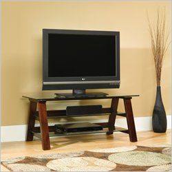 Sauder Laurel Canyon Entertainment Credenza in Espresso/Clear Glass
