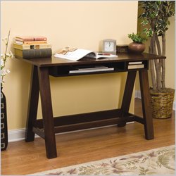 Sauder Laurel Canyon Trestle Desk in Espresso/Black Glass