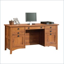 Sauder Rose Valley Computer Credenza in Abbey Oak