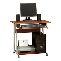 Sauder Cosmo Computer Cart in Silver/Cherry