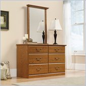 Sauder Orchard Hills Dresser and Mirror Set in Carolina Oak Finish