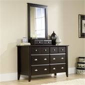 Sauder Shoal Creek Dresser and Mirror Set in Jamocha Wood