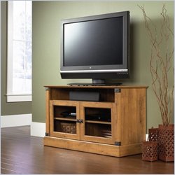 Sauder Registry Row Panel TV Stand in Amber Pine