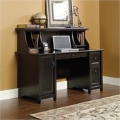Sauder Edge Water Computer Desk and Hutch Set in Estate Black