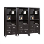 Sauder Shoal Creek Wall Bookcase with Doors in Jamocha Wood