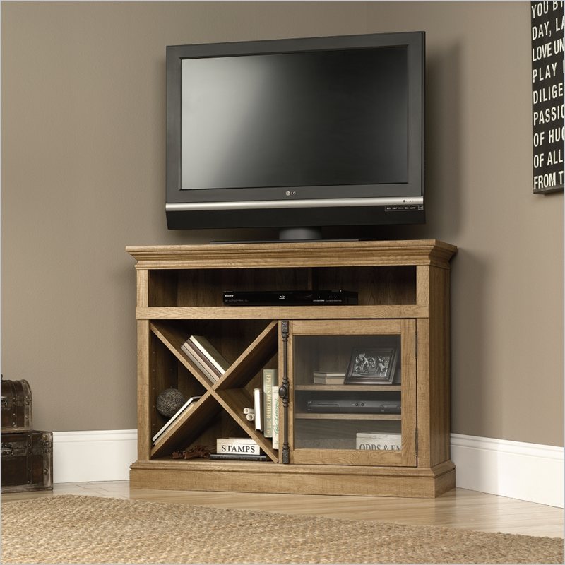 Barrister Lane Corner TV Stand in Scribed Oak 414723