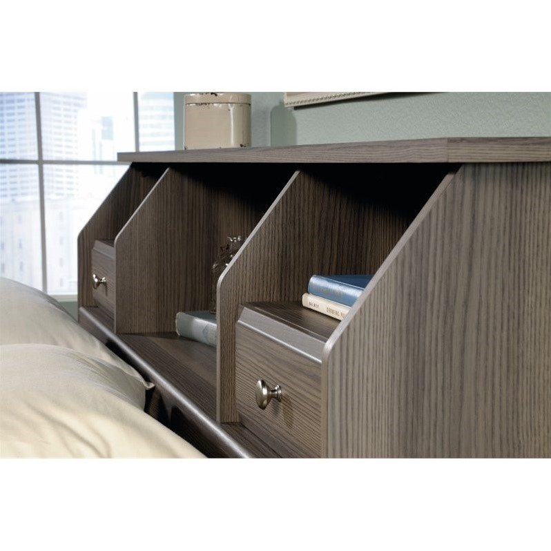 Sauder Shoal Creek Queen Bookcase Headboard in Diamond Ash