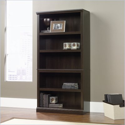 Sauder Storage Five Shelf Bookcase in Cinnamon Cherry Finish