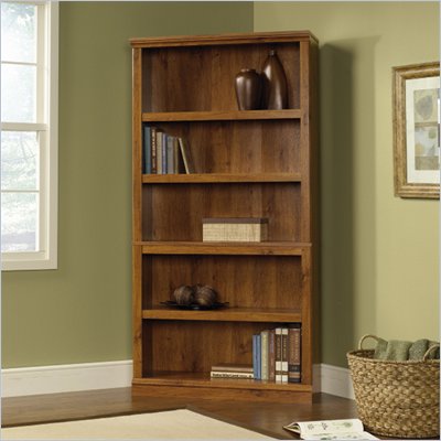 Sauder Storage Five Shelf Bookcase in Abbey Oak Finish