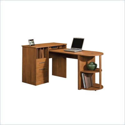 Sauder Camber Hill Desk with Return in Sand Pear