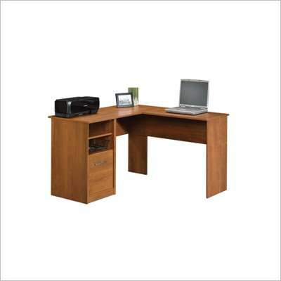 Sauder Camber Hill Desk with Return in Sand Pear