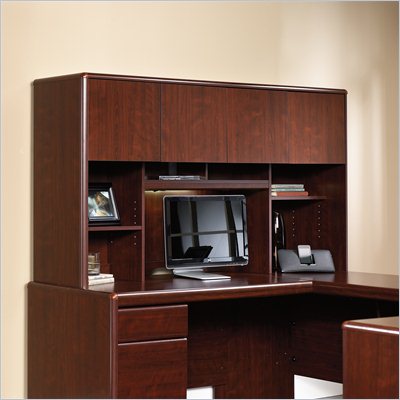 Sauder Cornerstone Hutch for Desk and Return in Classic Cherry