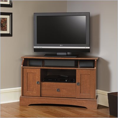 Sauder Graham Hill Corner TV Stand in Autumn Maple