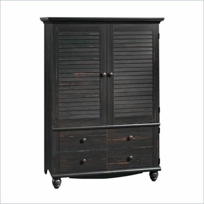 Distressed Antique Paint TV Armoire with Adjustable Shelves