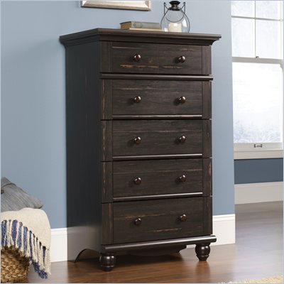 Sauder Harbor View 5-Drawer Chest in Antiqued Paint