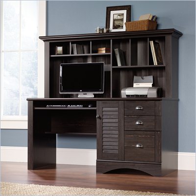 Sauder Harbor View Computer Desk w/ Hutch in Antiqued Paint