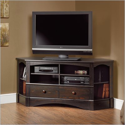Sauder on Sauder Harbor View Corner Tv Stand In Antiqued Black 402902