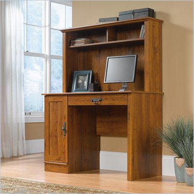 Sauder Harvest Mill Wood Computer Desk with Hutch in Abbey Oak