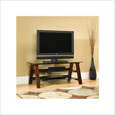 Sauder Laurel Canyon Entertainment Credenza in Espresso/Clear Glass