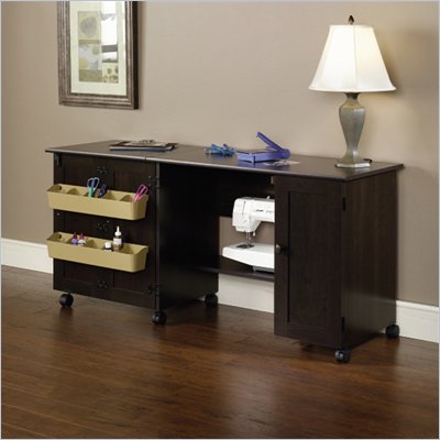 Sauder Craft and Mobile Sewing Cart in Cinnamon Cherry