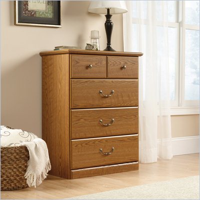 Sauder Orchard Hills 4 Drawer Chest in Carolina Oak Finish