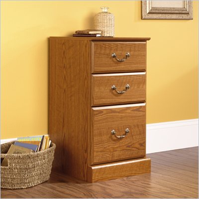 Sauder Orchard Hills 3-Drawer Pedestal in Oak Finish