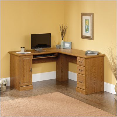 Sauder Orchard Hills Large Corner L-Shape Wood Computer Desk in Oak