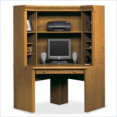 Sauder Orchard Hills Small Corner Wood Computer Desk and Hutch in Oak