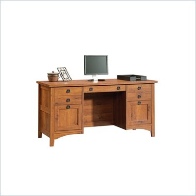 Sauder Rose Valley Computer Credenza in Abbey Oak
