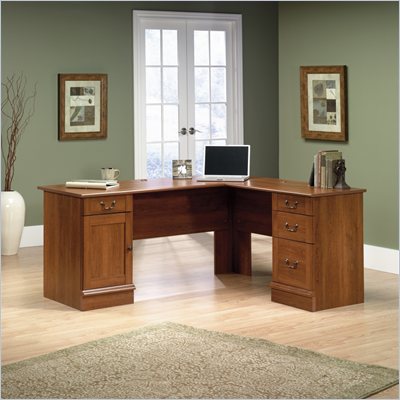 Sauder Select L-Shaped Desk in Shaker Cherry
