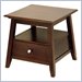 Winsome  Angolo Walnut End Table with Shelf and Drawer