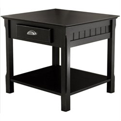 Winsome Timber Solid Wood End Table/Night Table in Black