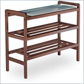 Winsome Mud Room Shoe Rack  with Zinc Tray in Antique Walnut