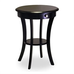 Winsome Solid Wood Round End Table in Black