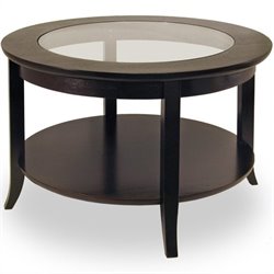 Winsome Genoa Round Wood Coffee Table with Glass Top Best Price